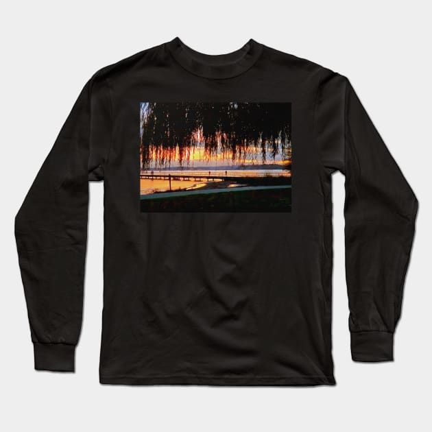 Sunset Through the Trees at Juanita Beach Long Sleeve T-Shirt by SeaChangeDesign